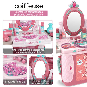 Maquillage enfant fille 3 en 1 valise de maquillage pour enfants coffret maquillage enfant cosmétique fine cadeaux pour enfants